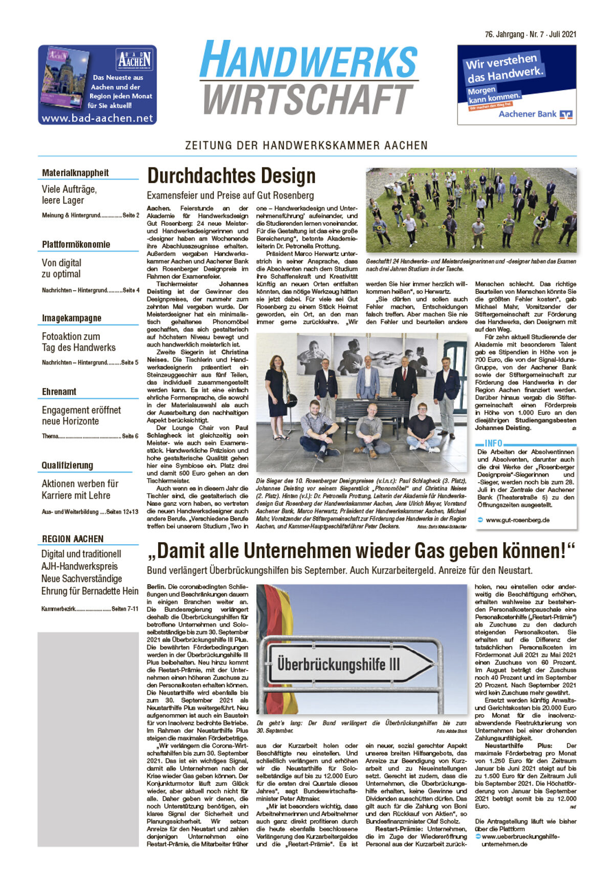 Handwerkswirtschaft Juli 2021