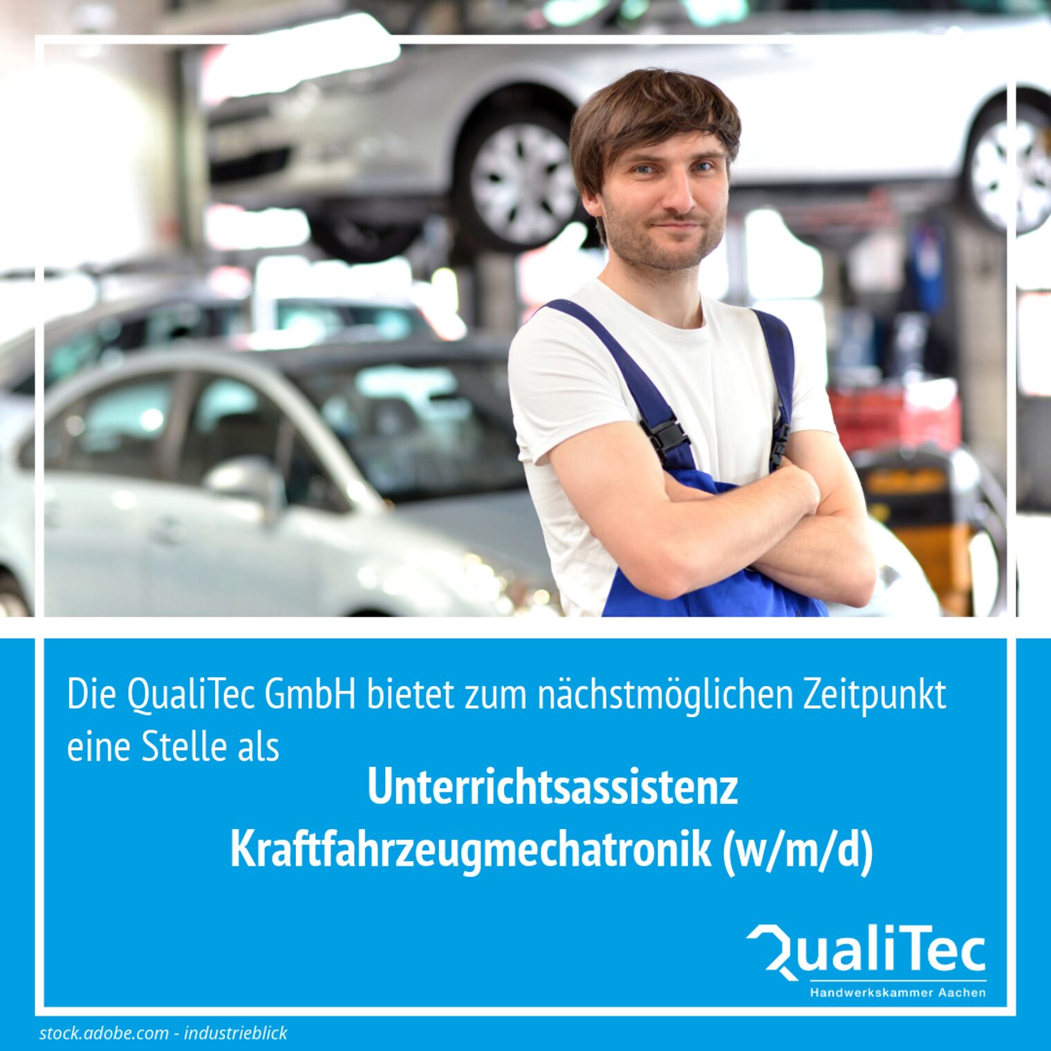 Stellenausschreibung Qualitec: Unterrichtsassistenz Kraftfahrzeugmechatronik (w/m/d)